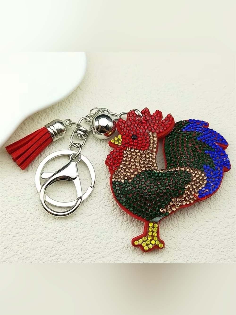 BOUTIQUE RHINESTONE ROOSTER KEYCHAIN/BAG ACCESSORY